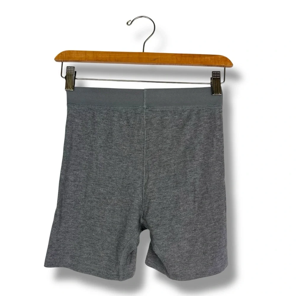 Skims Cotton Ribbed Knit Boxer Short Small Grey Sleepwear Shapewear Lounge Luxe